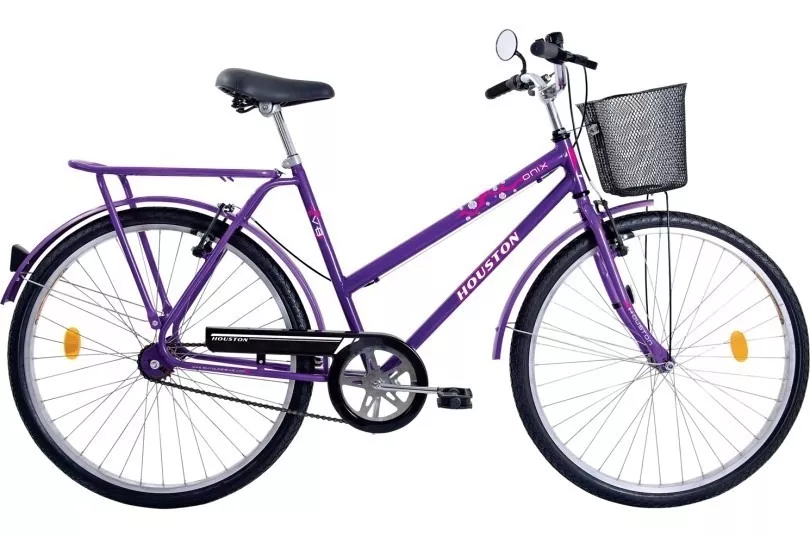 Uma bicicleta com cestinha te ajuda a carregar compras, mochilas e bolsas por onde for.